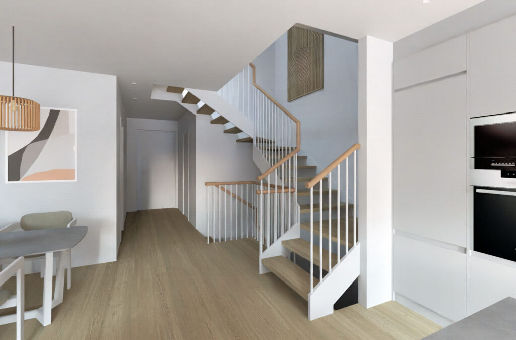 Escaleras de Chalets Adosados de obra nueva en Arroyo de la Encomienda. A la venta por IGD Royal Home, Inmobiliaria en Valladolid