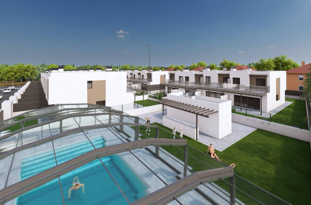 Piscina de Chalets Adosados de obra nueva en Arroyo de la Encomienda. A la venta por IGD Royal Home, Inmobiliaria en Valladolid